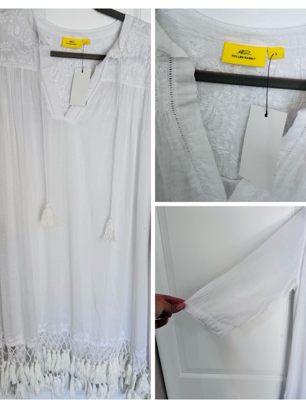 Roller Rabbit White Tassel-Trim Sheer Cover-Up